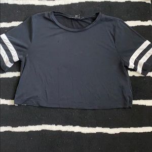 Black cropped top with white stripes